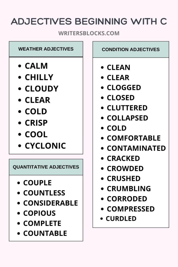 Adjectives That Start With C