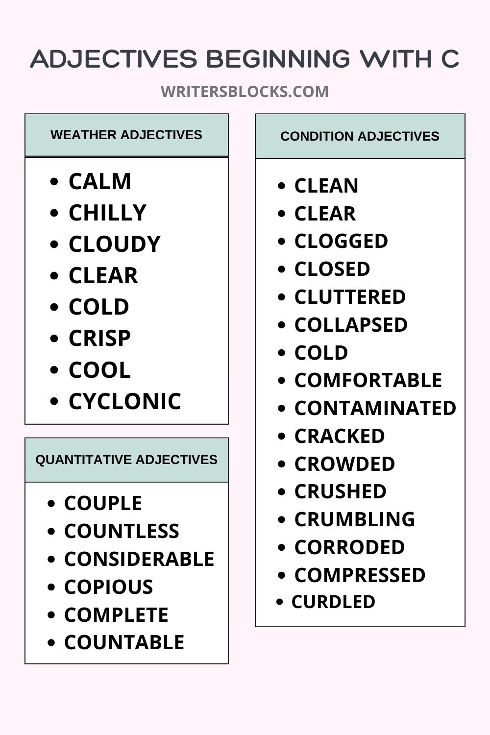 Adjectives That Start With C