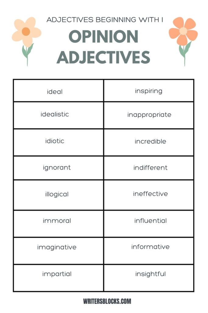 Adjectives That Start With I