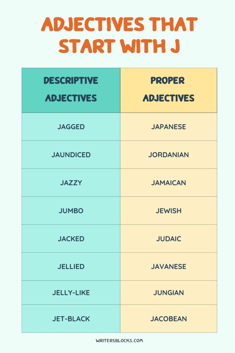 Adjectives That Start With J