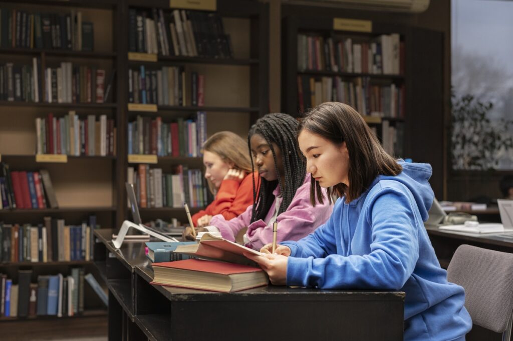 Friends learning in a study group